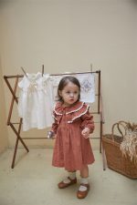 【66-100cm】ロンパースorワンピース ベビー ダブルフリル ビッグカラー - 画像 (7)