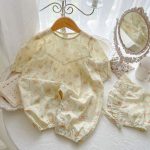 【66-100cm】ロンパース ベビー 長袖 無地or花柄 - 画像 (5)