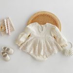 【66-90cm】ロンパース ベビー INS風 無地 レース付け - 画像 (3)