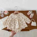 【80-90cm】ロンパース ベビー 丸襟 小花柄 - 画像 (6)