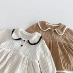 【66-90cm】ロンパース ベビー 丸襟 バイアス処理 - 画像 (5)