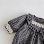 【66-90cm】ロンパース ベビー レトロ チェック - 画像 (6)