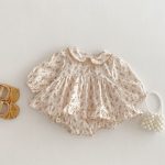 【66-90cm】ロンパース ベビー 小花柄 シンプル - 画像 (3)