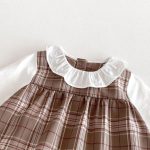 【66-90cm】ロンパース&帽子 ベビー チェック レトロ - 画像 (7)