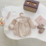 【66-100cm】ロンパース ベビー 小花柄 フリル襟 - 画像 (6)