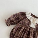 【66-90cm】ロンパース ベビー チェック柄 フリルカラー - 画像 (6)