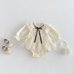 【66-90cm】ロンパース ベビー レース リボン - 画像 (2)
