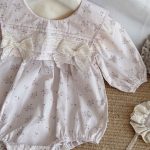 【66-100cm】ロンパース ベビー レース 蝶結び 小花柄 - 画像 (6)