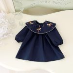 【73-120cm】ワンピース ベビー 馬刺繡 レトロ - 画像 (2)