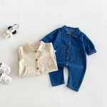 【66-90cm】オールインワン ベビー デニム 無地 - 画像 (7)
