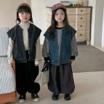 【80-130cm】ベスト キッズ デニム 森ガール風 ノースリーブ - 画像 (8)