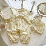 【66-100cm】ロンパース ベビー 長袖 無地or花柄 - 画像 (6)