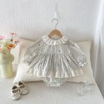 【66-90cm】ロンパース ベビー 丸襟 小花柄 - 画像 (3)