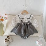 【66-90cm】セットアップ ベビー 大きな丸襟 レトロ - 画像 (3)