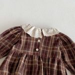 【66-90cm】ロンパース ベビー チェック柄 フリルカラー - 画像 (7)