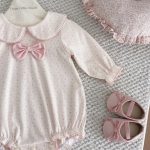 【66-100cm】ロンパース ベビー 小花柄 丸襟 - 画像 (7)