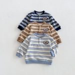 【80-130cm】長袖Tシャツ 男の子 ボーダー ワッペン - 画像 (4)