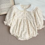【66-100cm】ロンパース ベビー ドット 小花柄 - 画像 (5)