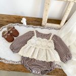 【66-90cm】ロンパース ベビー チェック レイヤード - 画像 (8)