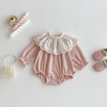 【66-100cm】ロンパース ベビー フリル襟 お出かけに