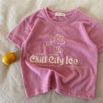 【90-140cm】半袖Tシャツ 女の子 プリント ラウンドネック カジュアル - 画像 (7)