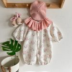 【66-90cm】オールインワン ベビー 韓国風 可愛い フリル襟 - 画像 (8)