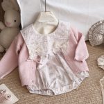 【66-100cm】ロンパース ベビー レース 蝶結び 小花柄 - 画像 (8)