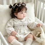 【66-90cm】ロンパース ベビー 小花柄 丸襟 - 画像 (3)