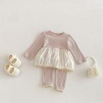 【73-110cm】セットアップ ベビー ラウンドネック フリル - 画像 (2)