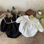 【66-90cm】ロンパース ベビー 襟付き ジャカード - 画像 (4)