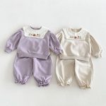 【80-130cm】セットアップ 女の子 刺繍 スクエアネック - 画像 (6)