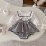 【66-90cm】セットアップ ベビー 大きな丸襟 レトロ - 画像 (5)
