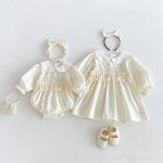 【66-130cm】ロンパースorワンピース 女の子 姉妹服 フランス風 レース - 画像 (2)