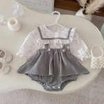 【66-90cm】セットアップ ベビー 大きな丸襟 レトロ - 画像 (6)