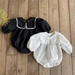【66-90cm】ロンパース ベビー 襟付き ジャカード - 画像 (3)