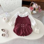 【66-100cm】セットアップ ベビー 花柄キャミ 丸襟 3点セット - 画像 (7)