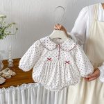 【66-90cm】ロンパース ベビー ドット 丸襟 - 画像 (5)