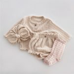 【66-90cm】セットアップ ベビー ジャカード ニット 帽子 - 画像 (4)