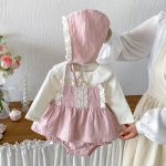 【66-90cm】ロンパース&丸襟トップス ベビー フリル スウィート - 画像 (3)