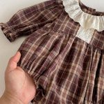 【66-90cm】ロンパース ベビー チェック柄 フリルカラー - 画像 (9)