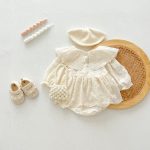 【66-100cm】ロンパース ベビー レース 刺繡 - 画像 (3)
