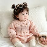 【66-90cm】ロンパース ベビー 小花柄 丸襟 - 画像 (7)