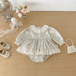 【66-90cm】ロンパース ベビー 丸襟 小花柄 - 画像 (5)