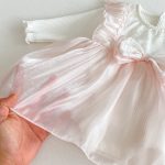 【66-90cm】ロンパースワンピ ベビー リボン チュール - 画像 (10)