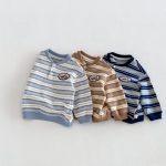 【80-130cm】長袖Tシャツ 男の子 ボーダー ワッペン - 画像 (5)