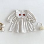 【73-110cm】ワンピース 女の子 ストライプ クマ柄 - 画像 (2)