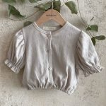 【66-100cm】トップス ベビー ハート 透かし編み パフスリーブ - 画像 (4)