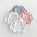 【80-130cm】長袖トップス 女の子 丸襟 フリル かわいい - 画像 (2)