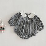 【66-90cm】ロンパース ベビー 襟付き チェック - 画像 (2)