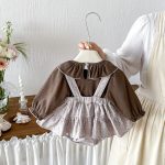 【66-90cm】サロペットロンパース&トップス ベビー 小花柄 フリル襟 - 画像 (4)